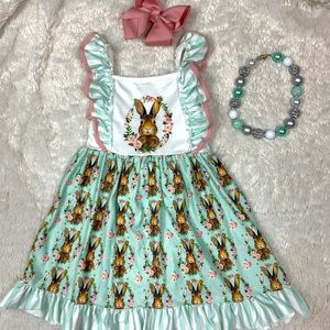 NWOT Easter dress with necklace and bow